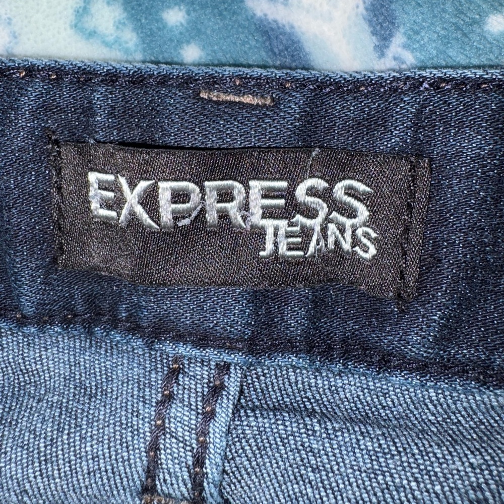 Express Blue Skinny Jeans with Stretch @ Distressing with zippers on the bottom - Picture 4 of 4